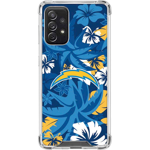 NFL Los Angeles Chargers Tropical Print Galaxy A72 5G Clear Case